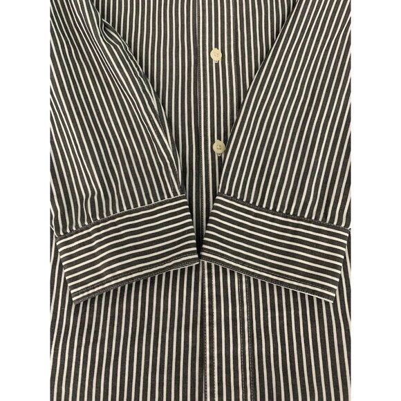 Chaps Est. 1978 Mens Long Sleeve White Gray Striped Button-Down Shirt Large - Picture 9 of 12